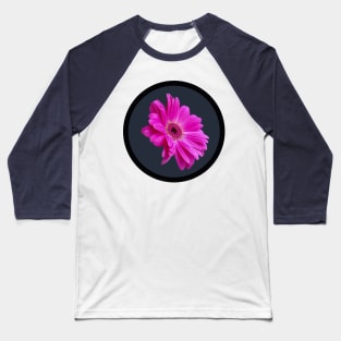 Pink Gerbera Daisy Flower Circle Frame Baseball T-Shirt